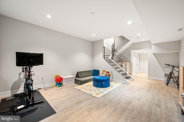 307 Reed St Unit C, Philadelphia, PA 19147 - workout room featuring light wood-style flooring, baseboards, and recessed lighting
