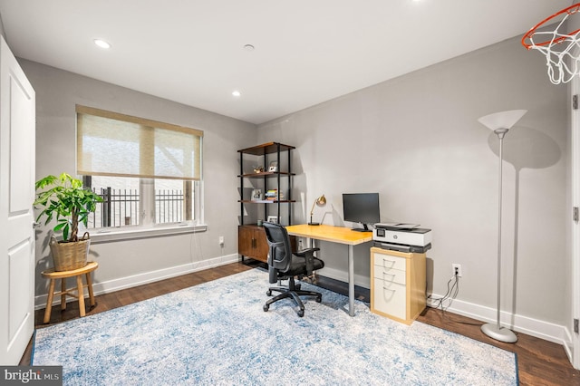 307 Reed St Unit C, Philadelphia, PA 19147 - home office featuring wood finished floors, baseboards, and recessed lighting
