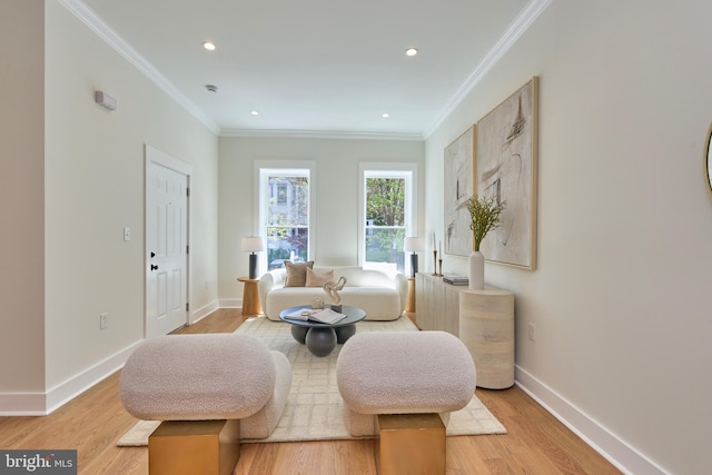 309 M St NW Unit B, Washington, DC 20001 - sitting room with light wood-type flooring, ornamental molding, baseboards, and recessed lighting