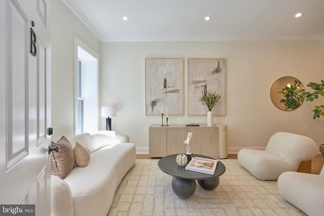 309 M St NW Unit B, Washington, DC 20001 - living room with plenty of natural light, baseboards, ornamental molding, and recessed lighting