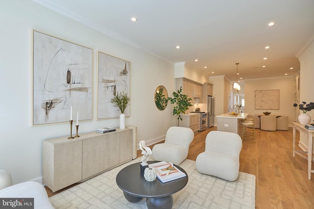 309 M St NW Unit B, Washington, DC 20001 - sitting room featuring recessed lighting, light wood-type flooring, ornamental molding, and baseboards