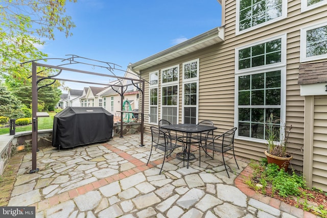 view of patio / terrace with area for grilling and outdoor dining space