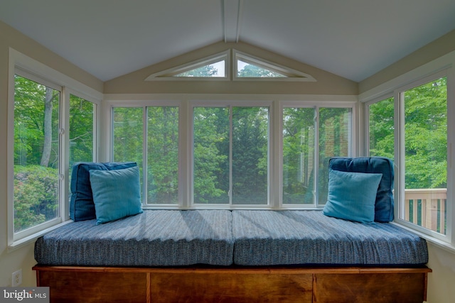 sunroom featuring lofted ceiling