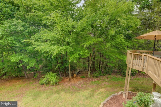 view of yard with a deck