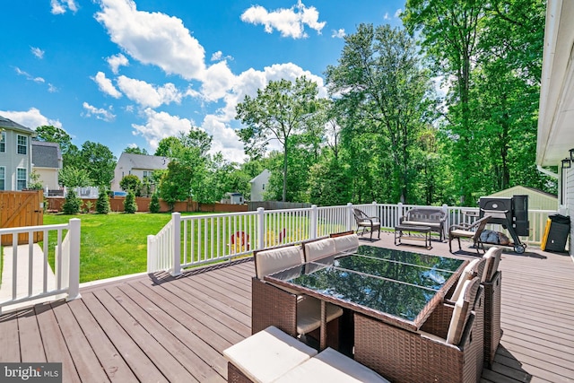 deck with an outdoor living space