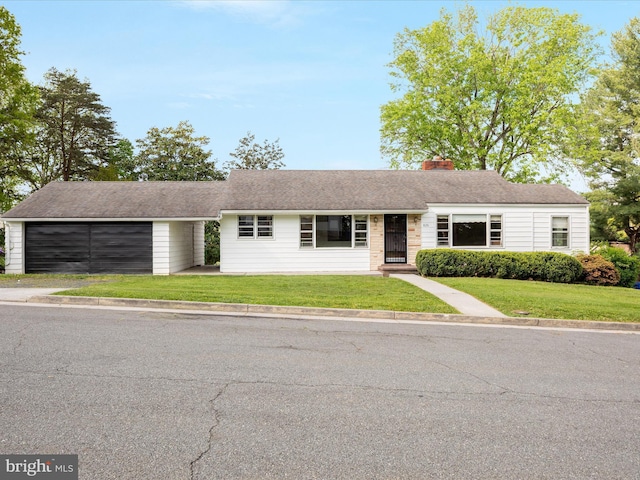 826 W 16th St, Front Royal, VA 22630 - view of front facade featuring an attached garage, a front yard, and a chimney