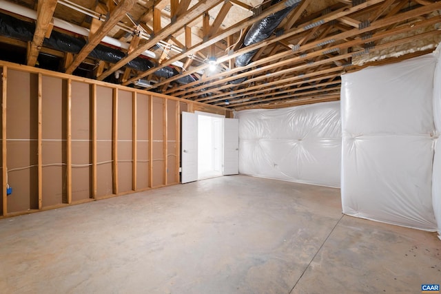 view of unfinished basement
