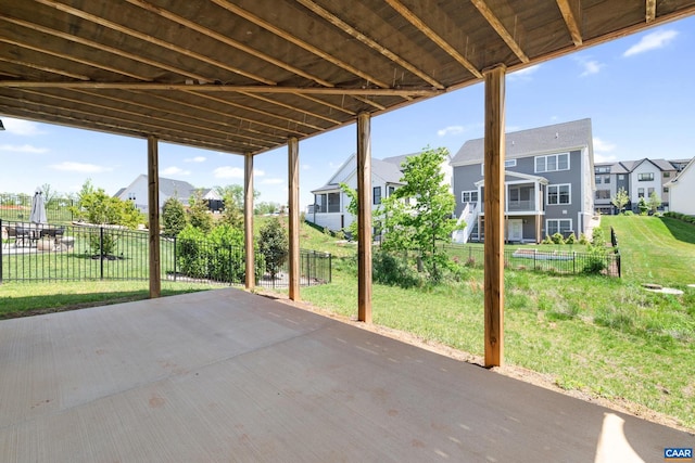 view of patio featuring a residential view