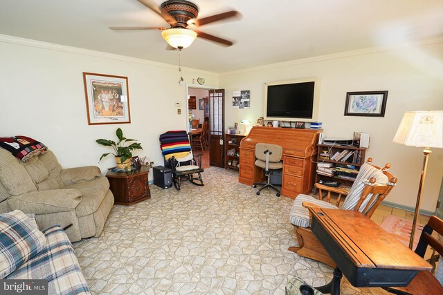 117 Mimosa Dr, Cambridge, MD 21613 - office with ornamental molding and a ceiling fan