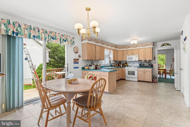 3135 Windon Ave, Lancaster, PA 17603 - dining area featuring a chandelier and light tile patterned flooring