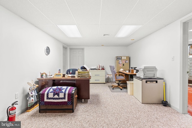 3135 Windon Ave, Lancaster, PA 17603 - home office with a paneled ceiling, carpet floors, and baseboards