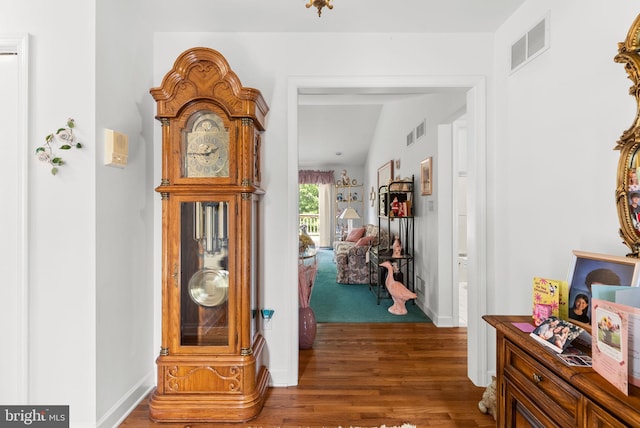 3135 Windon Ave, Lancaster, PA 17603 - hallway with wood finished floors, vaulted ceiling, and baseboards