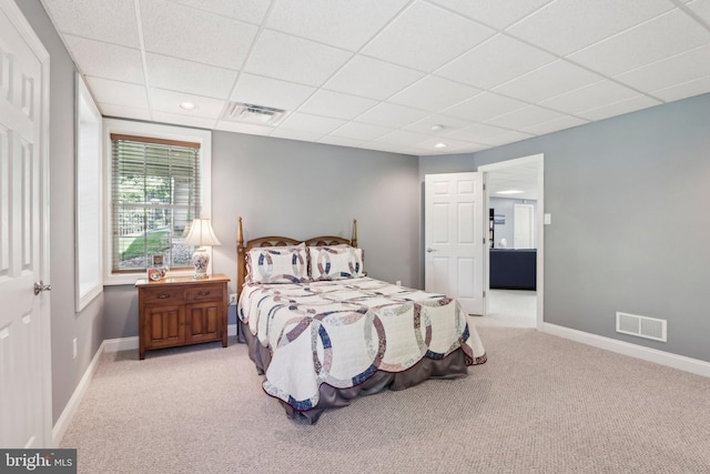 1311 Meadowbrook Ct, Jenkintown, PA 19046 - bedroom featuring light colored carpet, a paneled ceiling, baseboards, and recessed lighting