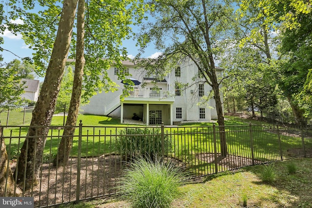 1311 Meadowbrook Ct, Jenkintown, PA 19046 - rear view of property featuring stucco siding, a deck, and stairs