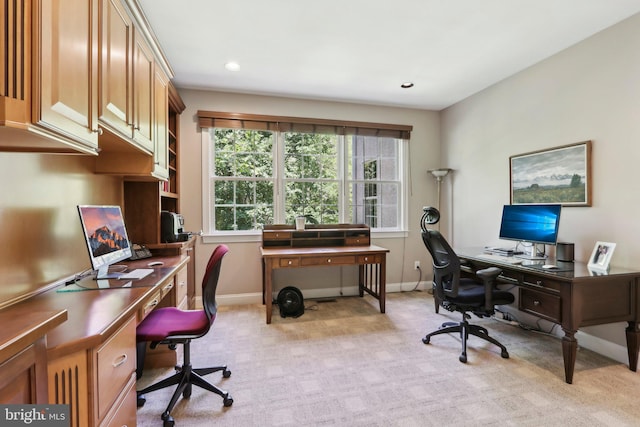 1311 Meadowbrook Ct, Jenkintown, PA 19046 - office area featuring baseboards, light colored carpet, and recessed lighting