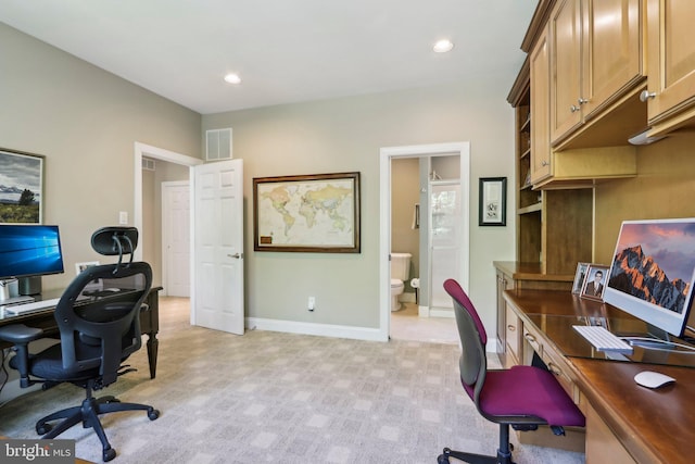 1311 Meadowbrook Ct, Jenkintown, PA 19046 - home office with baseboards, light carpet, and recessed lighting