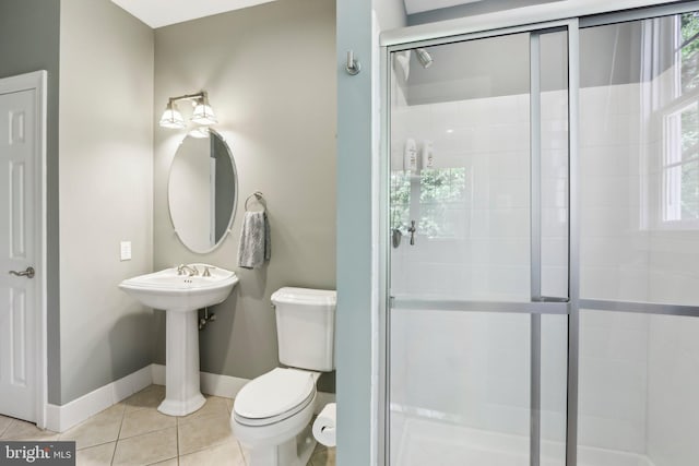 1311 Meadowbrook Ct, Jenkintown, PA 19046 - bathroom with tile patterned flooring, toilet, baseboards, a stall shower, and a sink