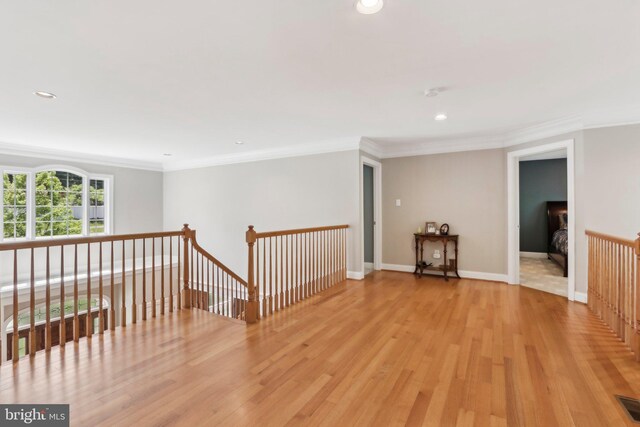 1311 Meadowbrook Ct, Jenkintown, PA 19046 - empty room featuring light wood-style floors, crown molding, recessed lighting, and baseboards