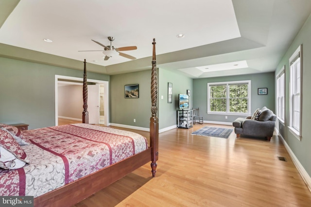 1311 Meadowbrook Ct, Jenkintown, PA 19046 - bedroom featuring a raised ceiling, wood finished floors, baseboards, and recessed lighting