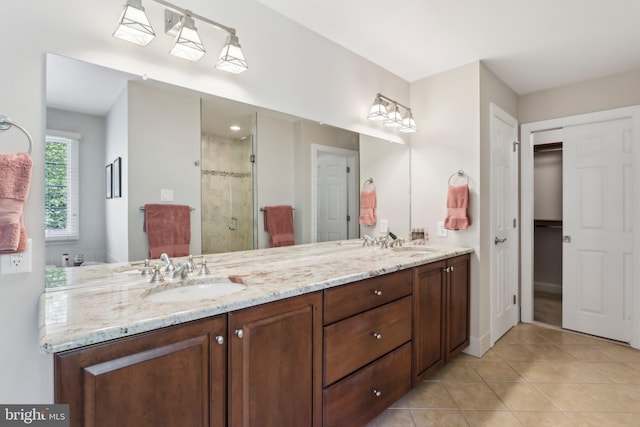 1311 Meadowbrook Ct, Jenkintown, PA 19046 - full bath with a stall shower, double vanity, and tile patterned flooring