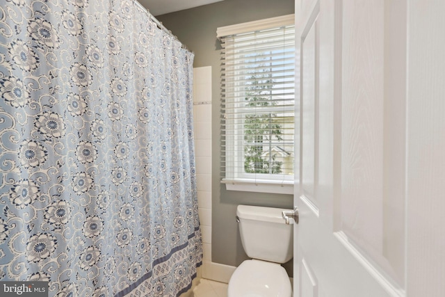 1311 Meadowbrook Ct, Jenkintown, PA 19046 - bathroom with toilet, a shower with shower curtain, and tile patterned flooring