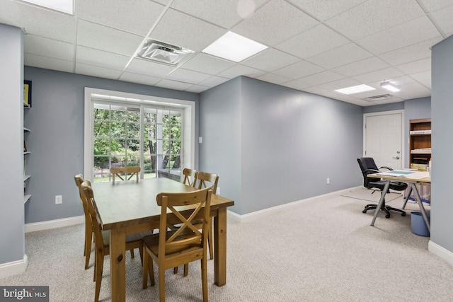 1311 Meadowbrook Ct, Jenkintown, PA 19046 - carpeted dining space featuring a drop ceiling, baseboards, and a desk
