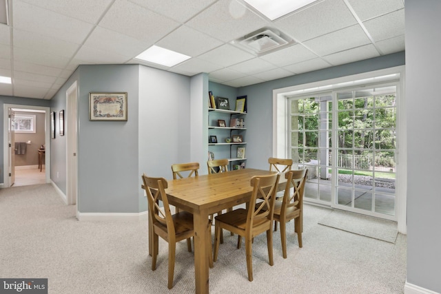 1311 Meadowbrook Ct, Jenkintown, PA 19046 - dining area featuring light colored carpet, a drop ceiling, and baseboards