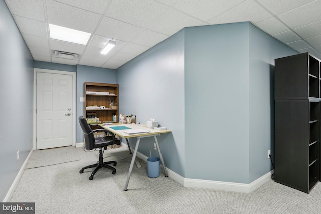 1311 Meadowbrook Ct, Jenkintown, PA 19046 - carpeted home office with a drop ceiling and baseboards
