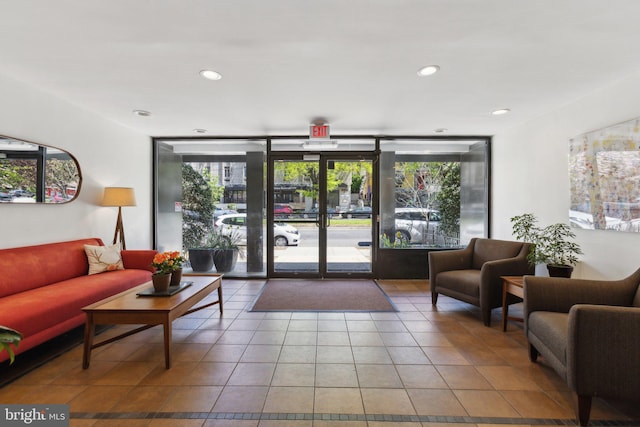 5112 Macarthur Blvd NW Unit 104, Washington, DC 20016 - building lobby with recessed lighting and a wall of windows