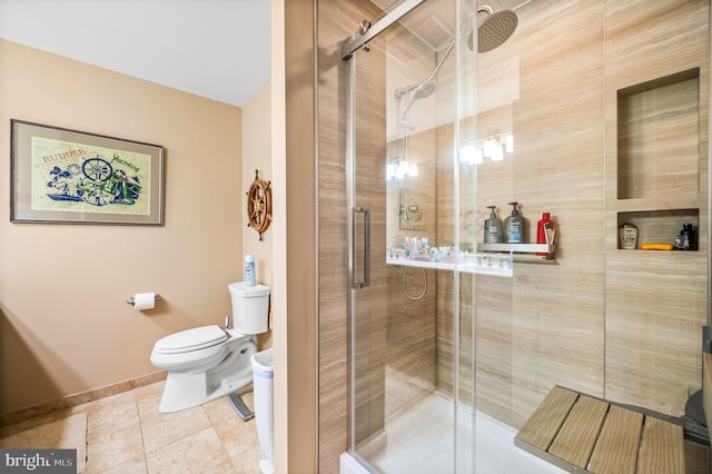211 Dutton Mill Rd, West Chester, PA 19380 - full bath with a shower stall, baseboards, toilet, and tile patterned flooring