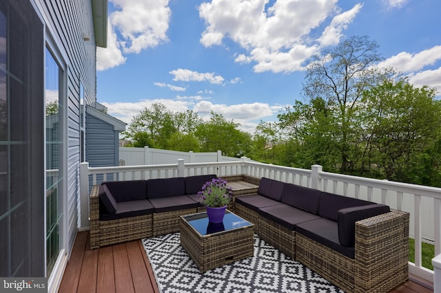 deck with an outdoor living space