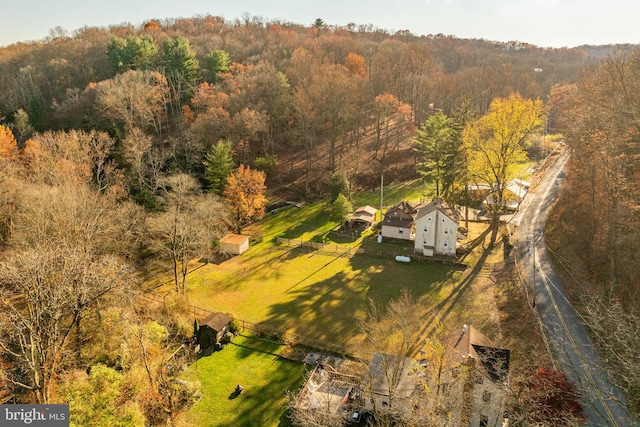 overview of rural landscape with a forest