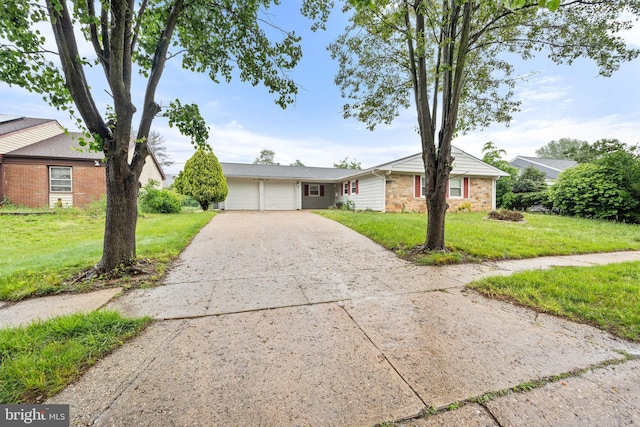 90 Echohill Ln, Willingboro, NJ 08046 - ranch-style home with concrete driveway, a garage, and a front lawn