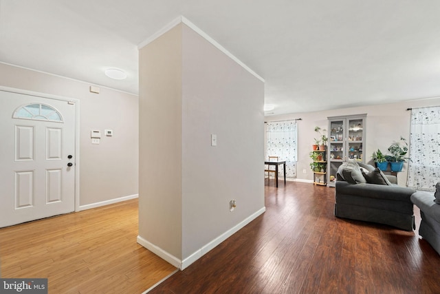 90 Echohill Ln, Willingboro, NJ 08046 - living area with wood finished floors, baseboards, and crown molding