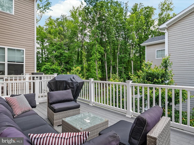 1205 Hickory Hill Cir, Arnold, MD 21012 - wooden terrace featuring outdoor lounge area and grilling area