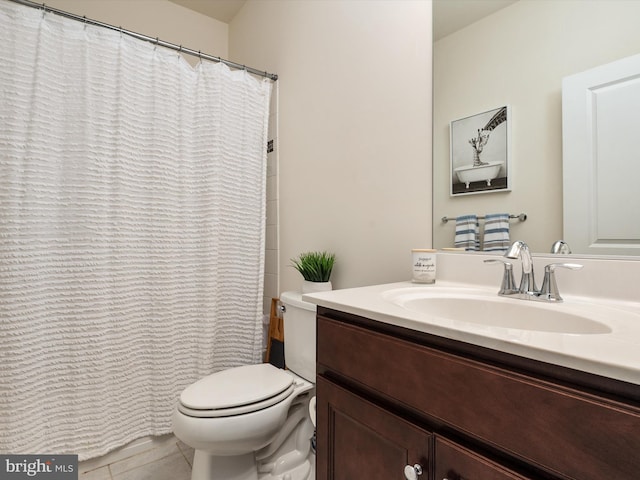 1205 Hickory Hill Cir, Arnold, MD 21012 - bathroom featuring vanity, toilet, tile patterned floors, and a shower with curtain