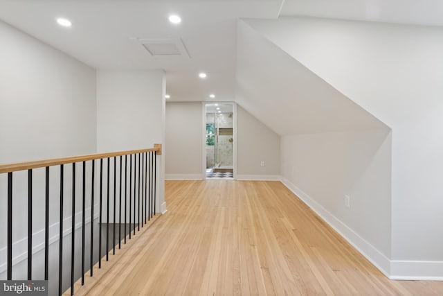 3 Knox Pl, Silver Spring, MD 20901 - additional living space with hardwood / wood-style flooring, lofted ceiling, recessed lighting, and attic access