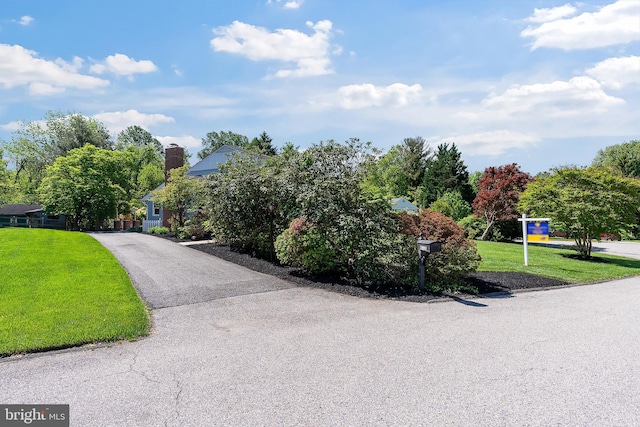 view of property's community with a lawn