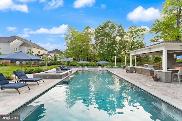 18729 Upper Meadow Dr, Leesburg, VA 20176 - view of pool with a patio area, an outdoor hangout area, exterior bar, and fence