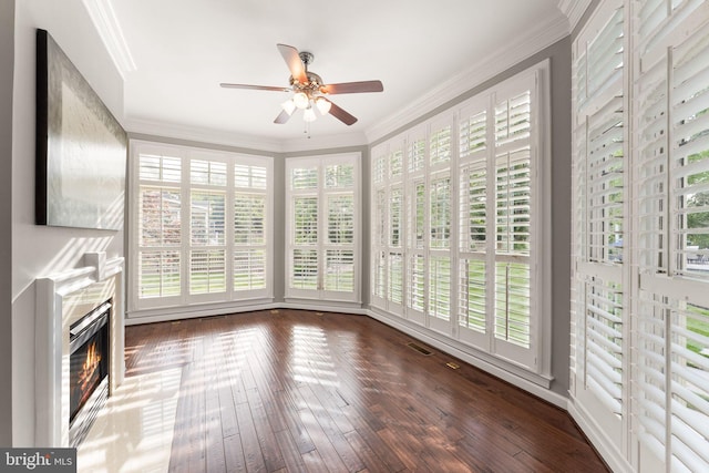 18729 Upper Meadow Dr, Leesburg, VA 20176 - unfurnished sunroom with crown molding and hardwood / wood-style floors