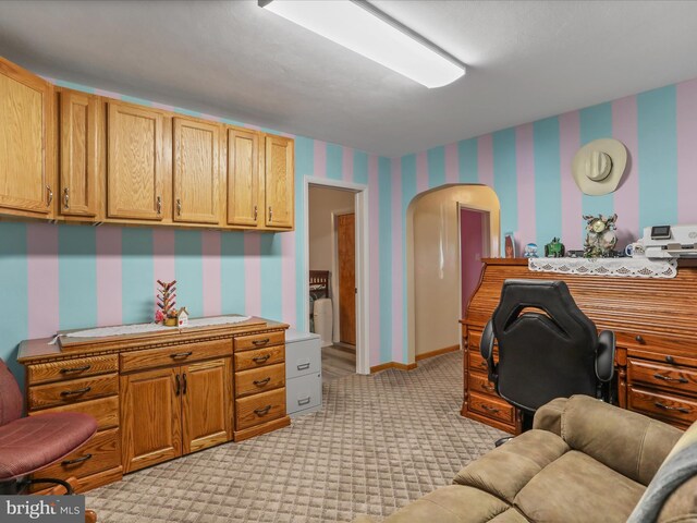 4126 Coseytown Rd, Greencastle, PA 17225 - office featuring arched walkways, wallpapered walls, and light colored carpet