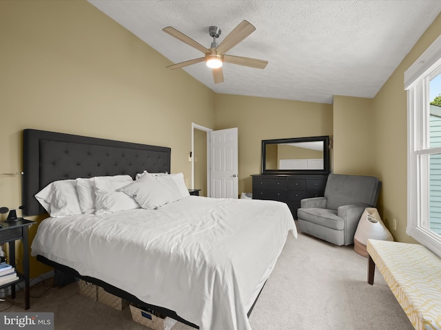 6300 Loring Dr, Columbia, MD 21045 - carpeted bedroom with vaulted ceiling, a textured ceiling, and ceiling fan