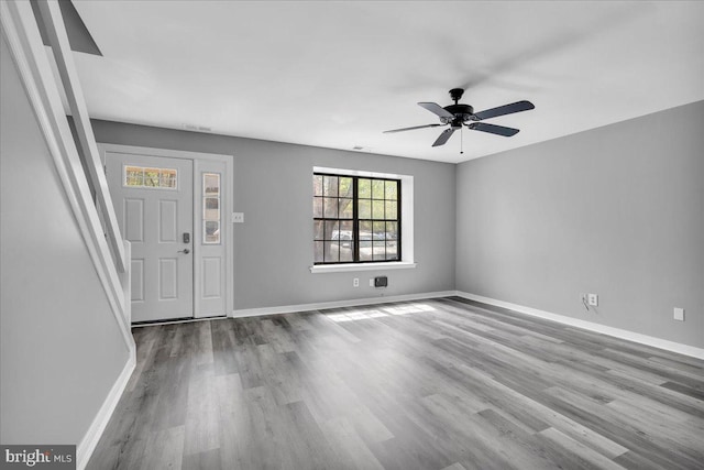 4519 Concord Pl, Mays Landing, NJ 08330 - foyer entrance featuring wood finished floors, a ceiling fan, and baseboards