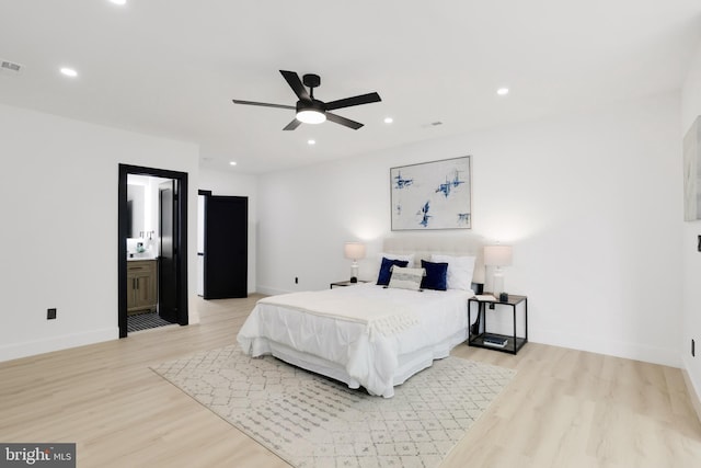1404 Montello Ave NE, Washington, DC 20002 - bedroom with light wood-type flooring, baseboards, recessed lighting, and a ceiling fan