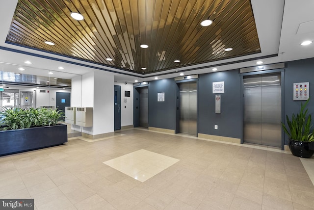 community lobby with recessed lighting