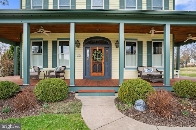 16 Glyndon Ave, Glyndon, MD 21071 - entrance to property featuring a ceiling fan and a porch