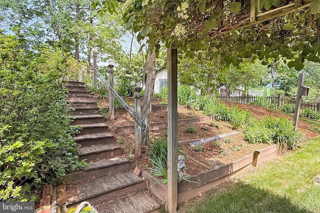 4614 Demby Dr, Fairfax, VA 22032 - view of yard with a vegetable garden, fence, and stairway