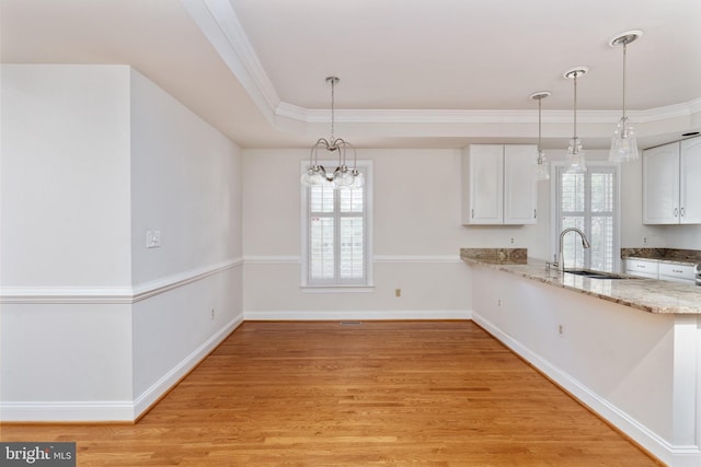 3910 Corbin Hall Ln, Fredericksburg, VA 22408 - unfurnished dining area with healthy amount of natural light, light wood-style floors, a sink, ornamental molding, and baseboards