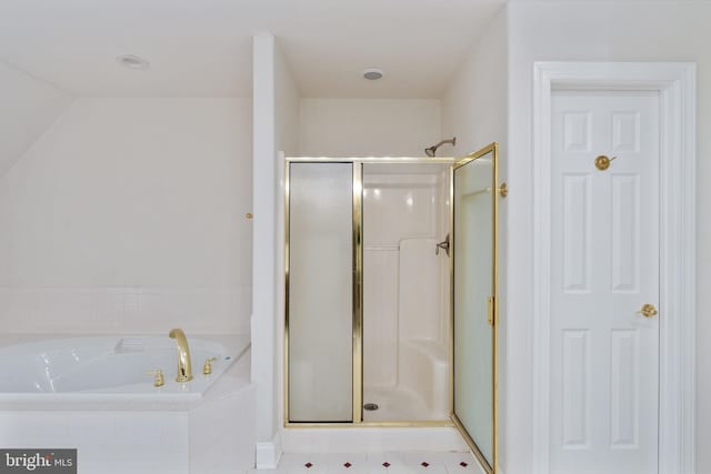 3910 Corbin Hall Ln, Fredericksburg, VA 22408 - bathroom with a shower stall, a garden tub, and baseboards