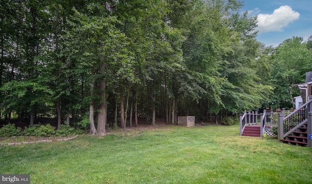 3910 Corbin Hall Ln, Fredericksburg, VA 22408 - view of grassy yard featuring stairs and a deck